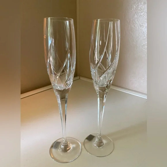 Mikasa hand blown crystal wine/champagne flutes/glasses “Olympus” from Slovenia - Picture 7 of 10